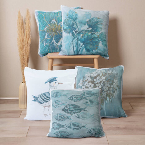 Mockup of four white square cushions, Set of Four Square cushion